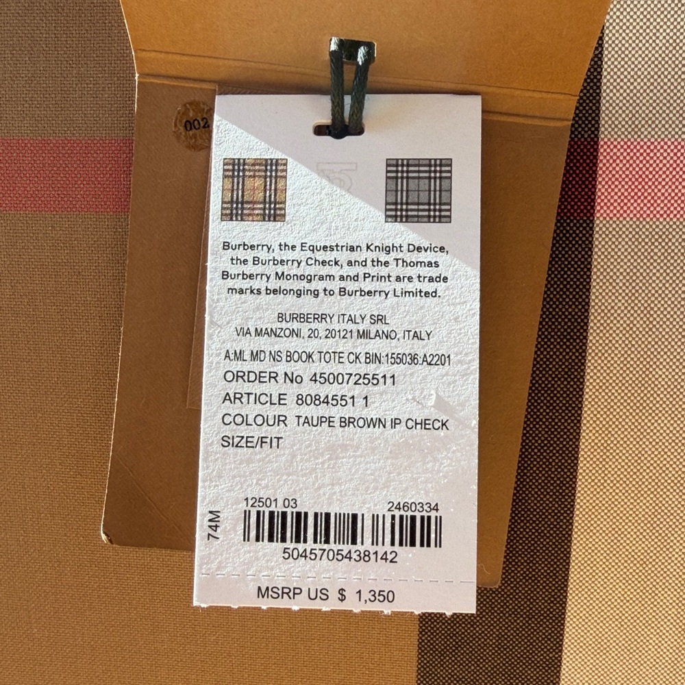 Burberry Medium Taupe Brown
Check Book Tote Bag - Picture 11 of 12